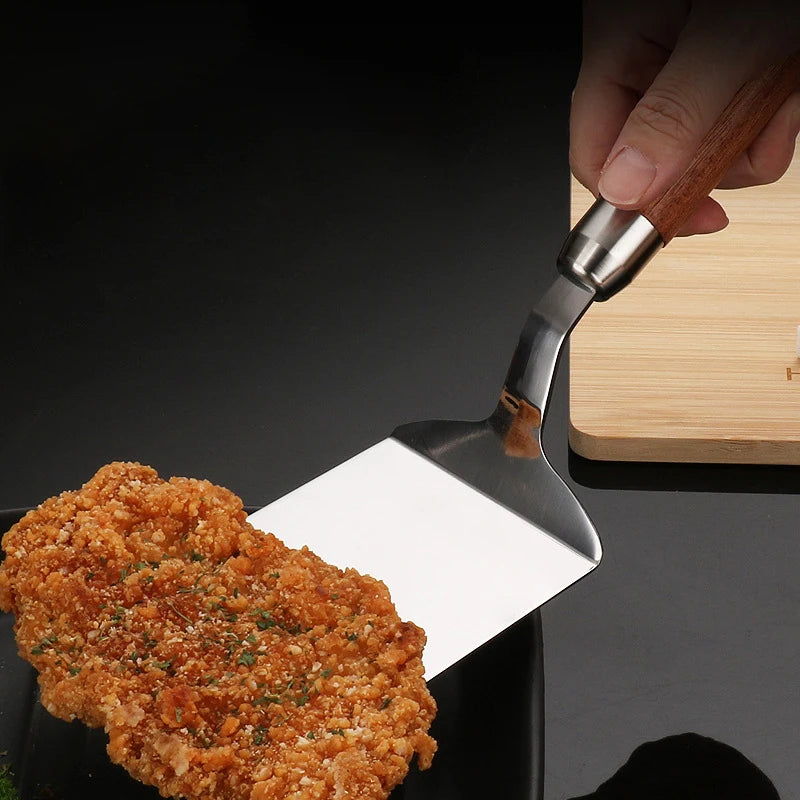 Spatule à steak en acier inoxydable avec manche en bois