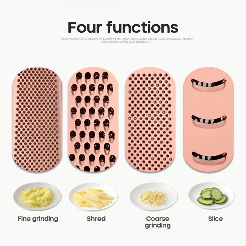 Râpe de cuisine 4 faces en inox avec récipient