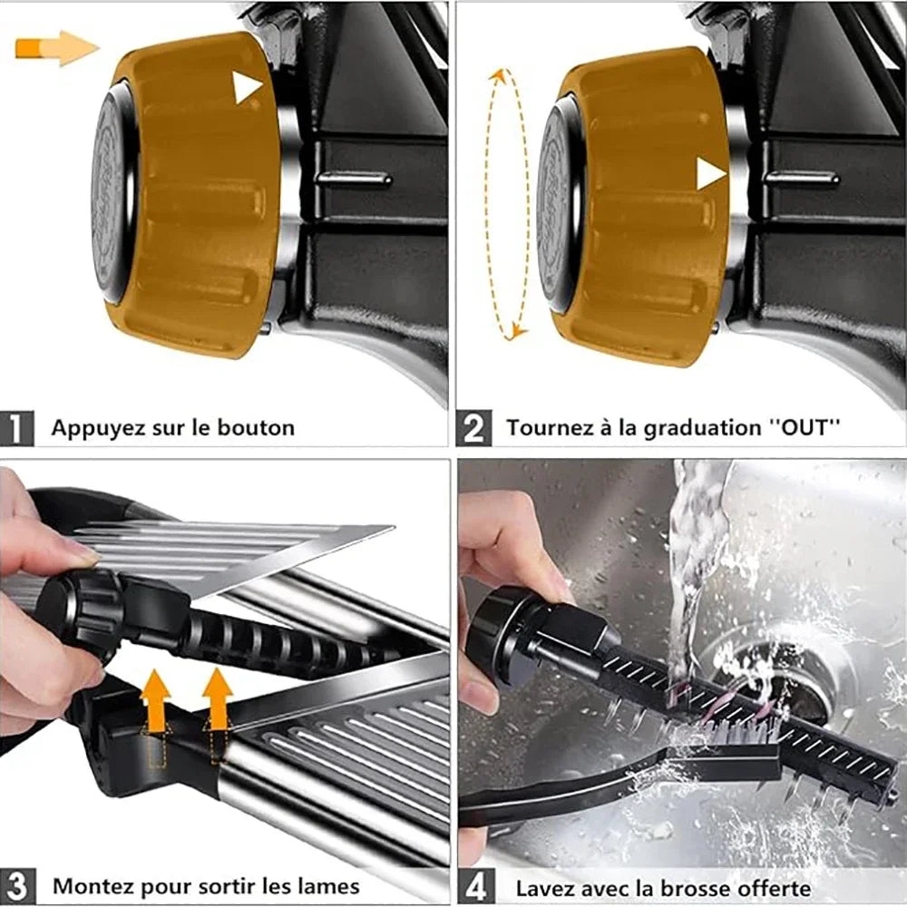 Trancheuse multifonction en inox pour légumes