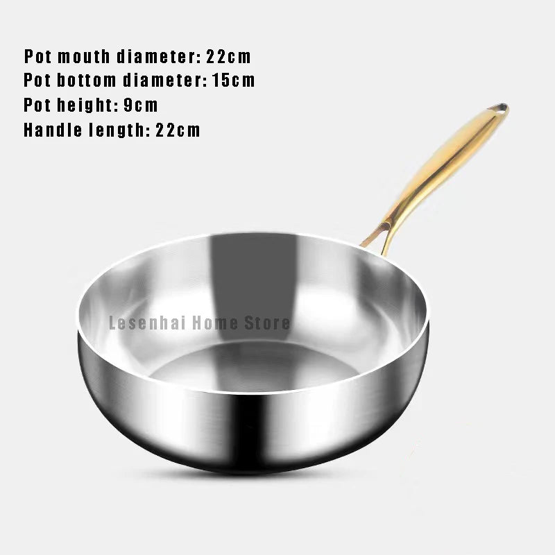 Poêle wok profonde en inox 316 antiadhésive compatible induction