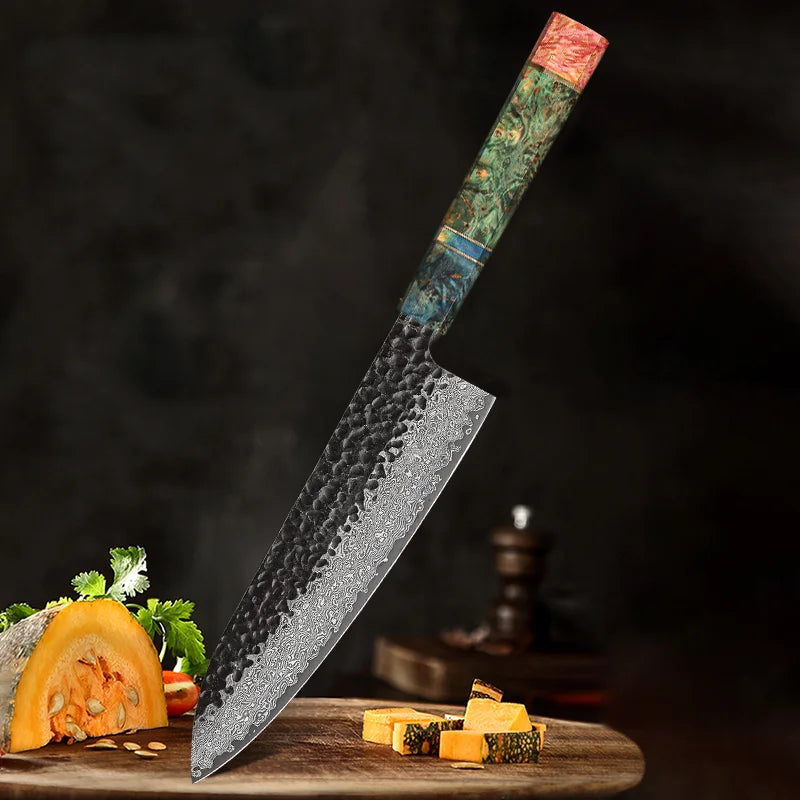 Couteau de chef japonais 8" en acier Damas