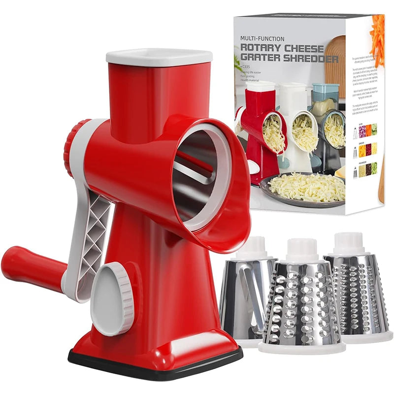 Râpe rotative 3-en-1 pour fromage et légumes