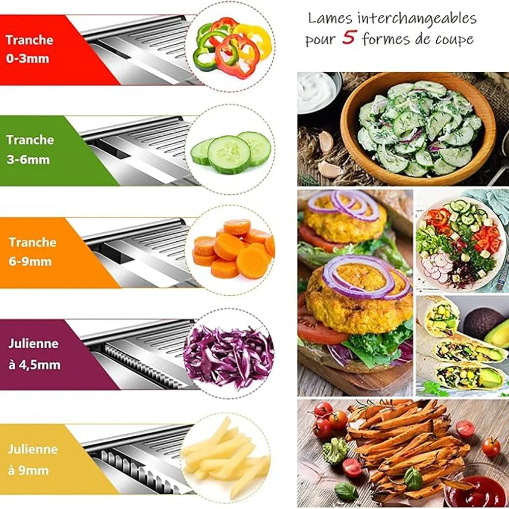 Trancheuse multifonction en inox pour légumes