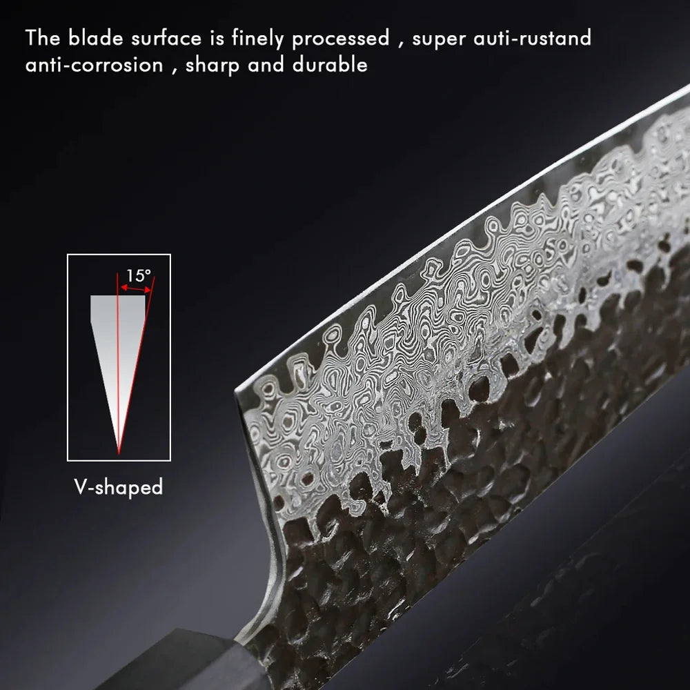 Couteau de chef japonais 8" en acier Damas