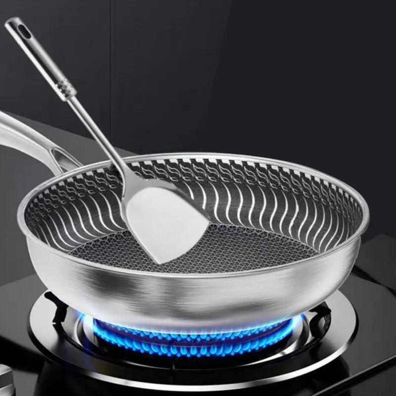 Poêle/Wok en inox 316 tri-couche avec nid d’abeille