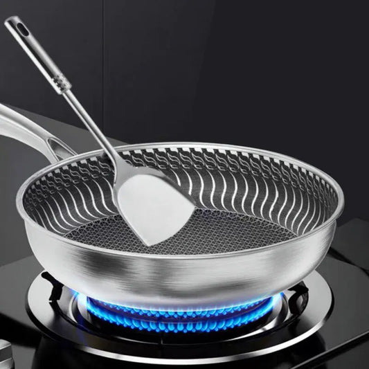 Poêle/Wok en inox 316 tri-couche avec nid d’abeille