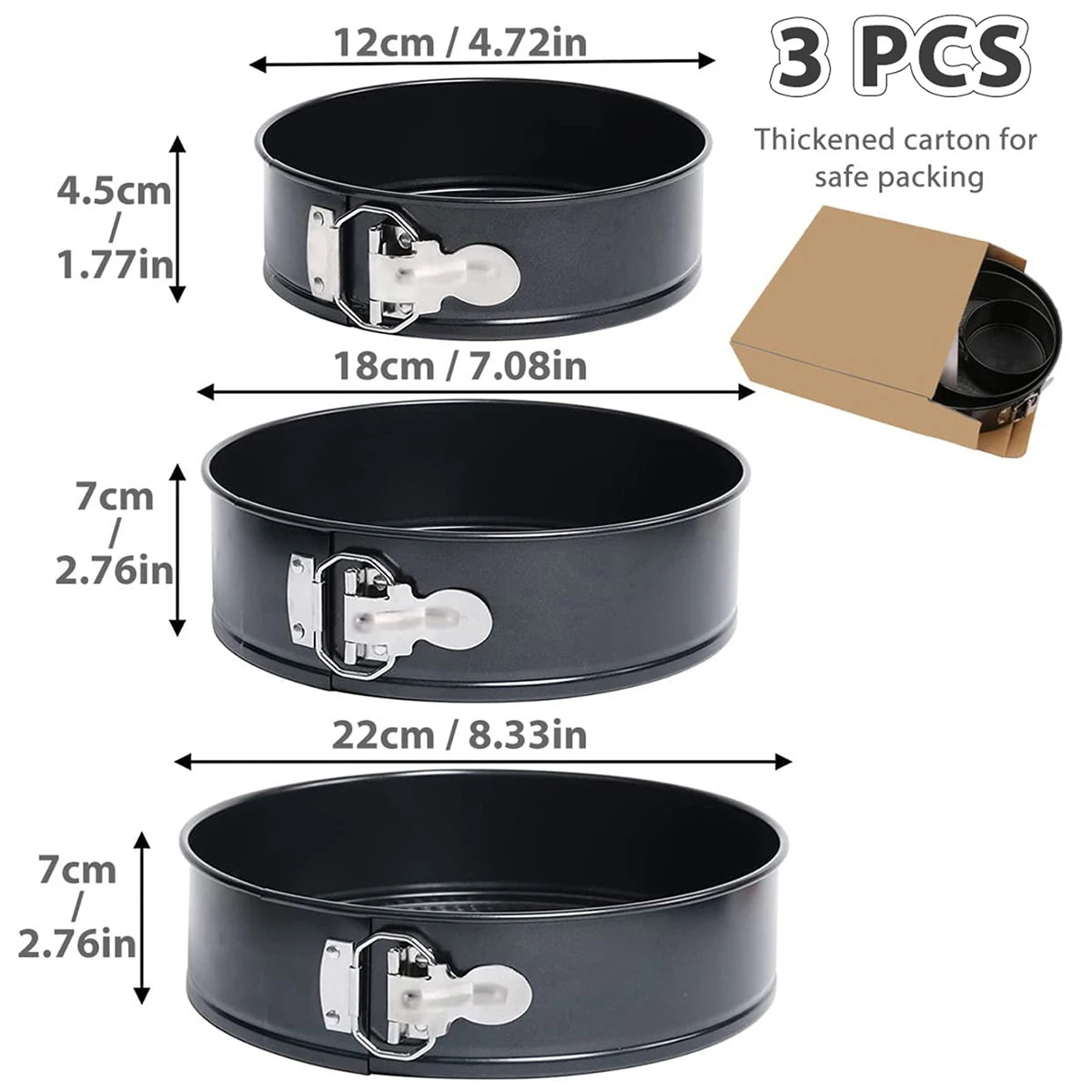 Set de moules à gâteaux ronds antiadhésifs à fond amovible