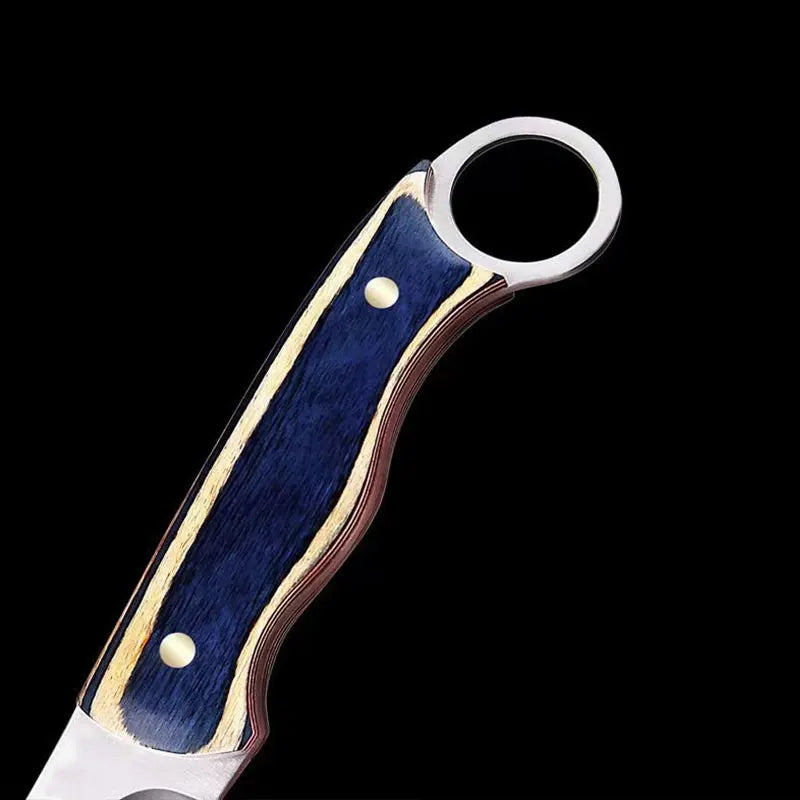 Couteau multifonction en inox, manche en bois