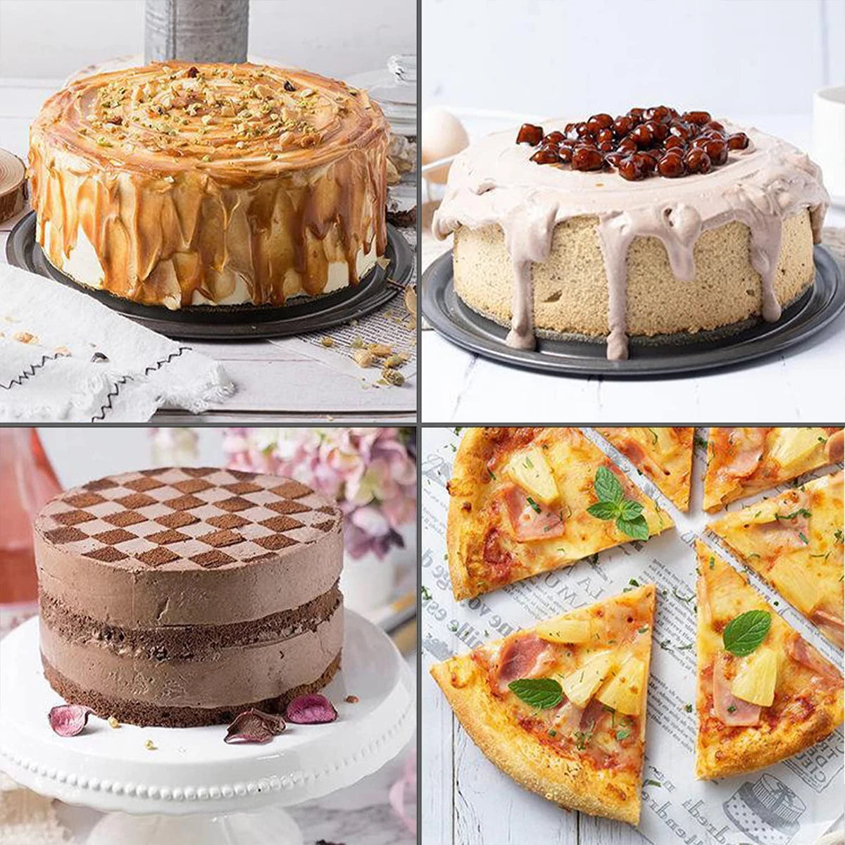 Set de moules à gâteaux ronds antiadhésifs à fond amovible