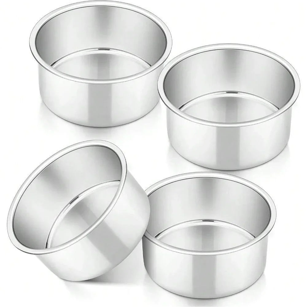 Lot de 4 moules ronds en aluminium pour mini gâteaux et pizzas