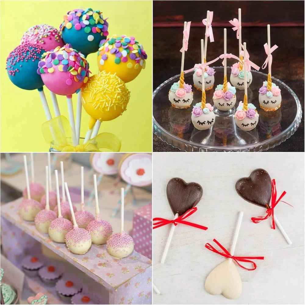 Bâtonnets creux en plastique pour sucettes et cake pops