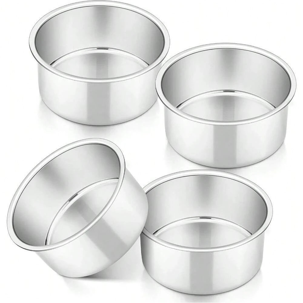 Lot de 4 moules ronds en aluminium pour mini gâteaux et pizzas