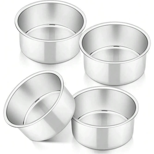 Lot de 4 moules ronds en aluminium pour mini gâteaux et pizzas