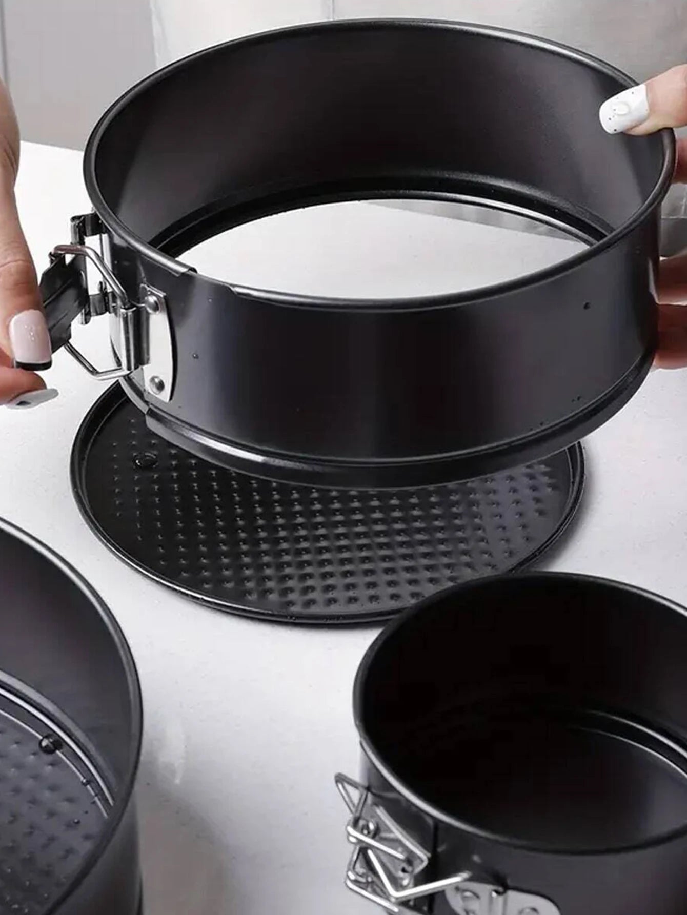 Set de moules à gâteaux ronds antiadhésifs à fond amovible