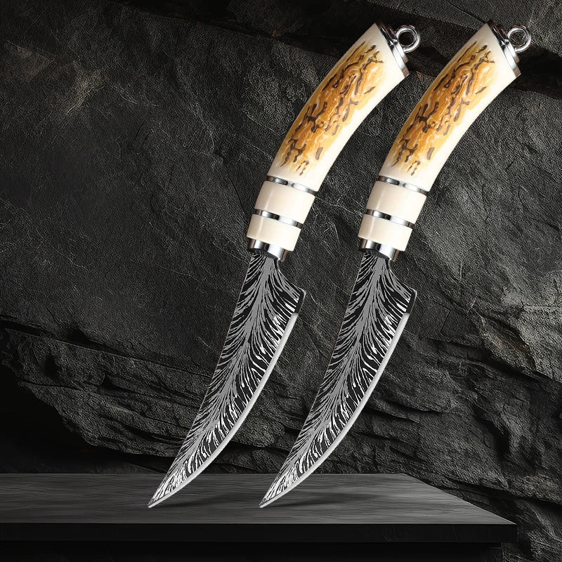 Couteau utilitaire de cuisine en inox, manche en bois