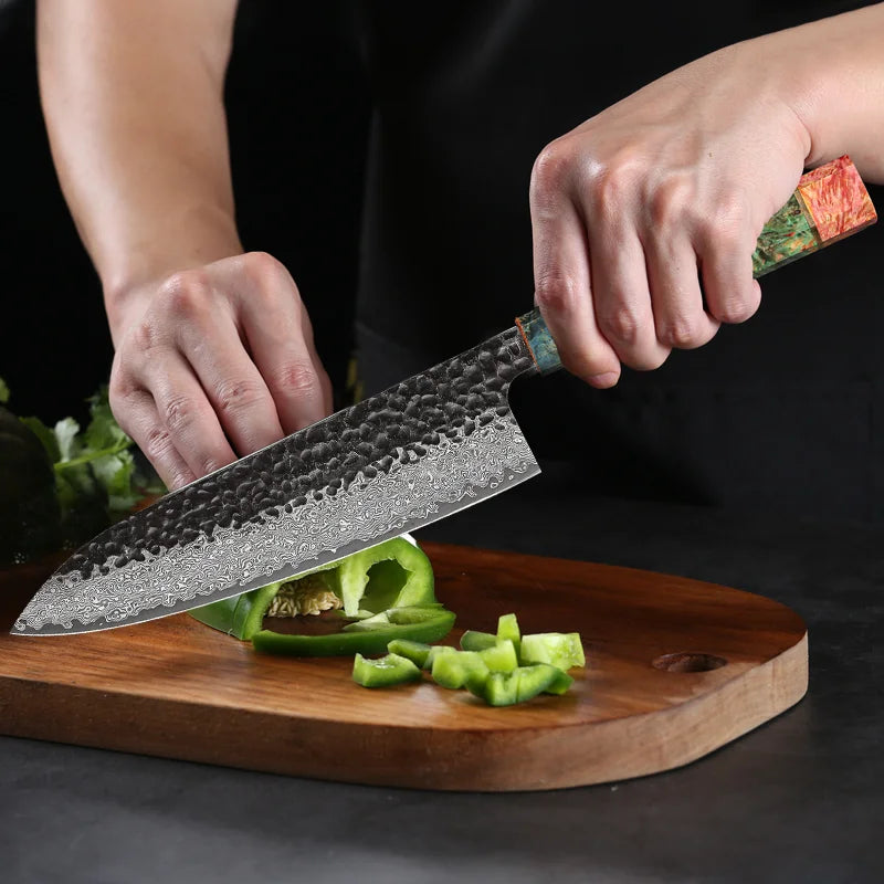 Couteau de chef japonais 8" en acier Damas