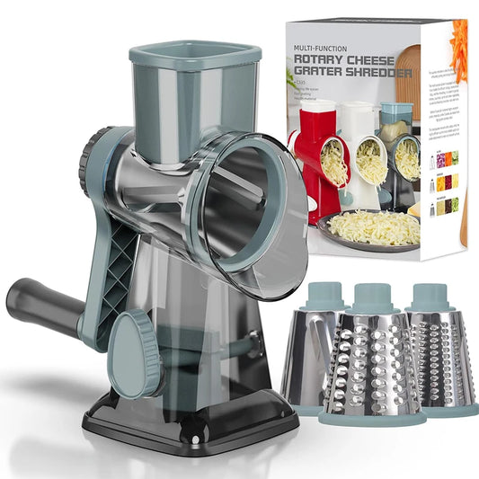 Râpe rotative 3-en-1 pour fromage et légumes