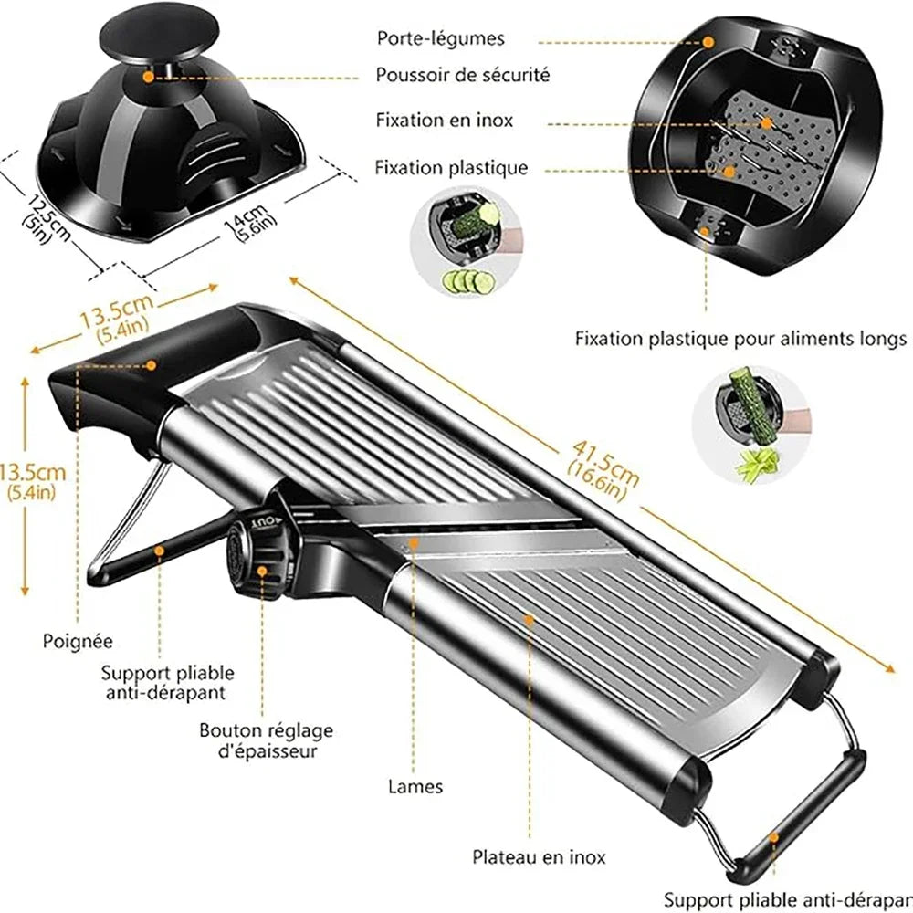 Trancheuse multifonction en inox pour légumes