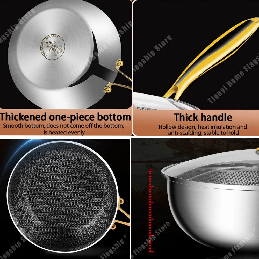 Poêle/Wok en inox 316 antiadhésif